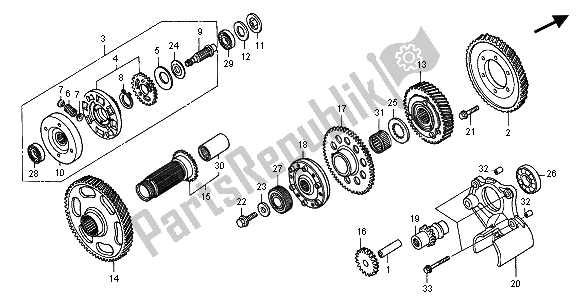 All parts for the Primary Driven Gear of the Honda GL 1500C 2001