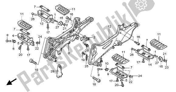 Toutes les pièces pour le étape du Honda ST 1300 2003