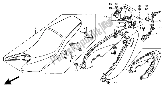 All parts for the Seat & Seat Cowl of the Honda CB 600F2 Hornet 2000