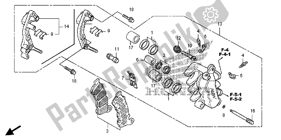 All parts for the Front Brake Caliper of the Honda FES 125A 2012