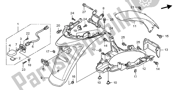 Toutes les pièces pour le Garde-boue Arrière du Honda SH 150 2008