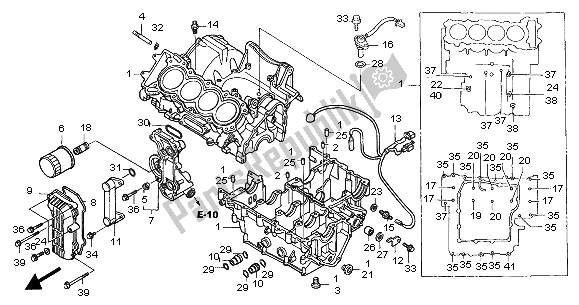 All parts for the Crankcase of the Honda CBF 600 SA 2005