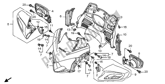 All parts for the Upper Cowl of the Honda ST 1300A 2010