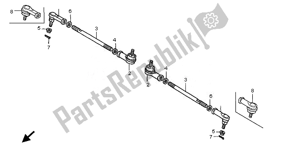 All parts for the Tie Rod of the Honda TRX 500 FA Fourtrax Foreman Rubicon 2008