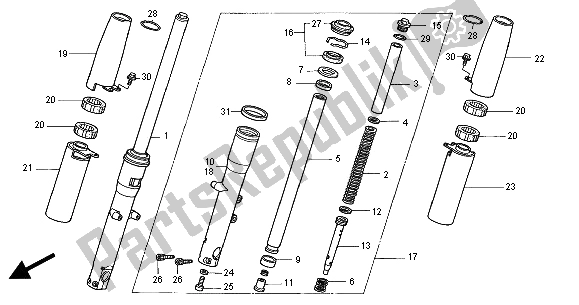 All parts for the Front Fork of the Honda VT 750C 2000