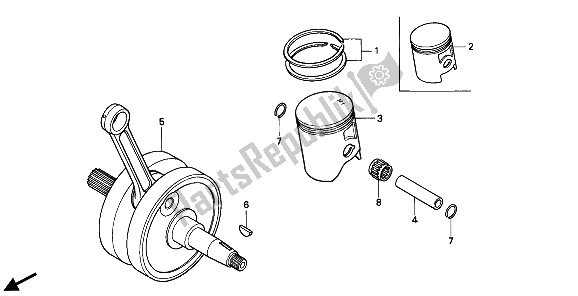 Todas las partes para Cigüeñal Y Pistón de Honda CR 250R 1991