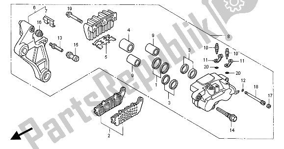 Todas las partes para Pinza De Freno Trasero de Honda ST 1100A 2001