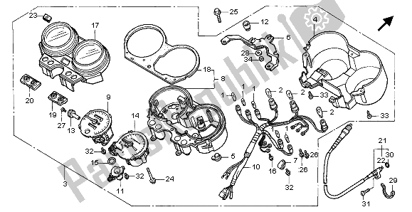 All parts for the Meter (mph) of the Honda NTV 650 1996