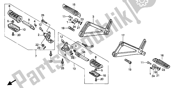 All parts for the Step of the Honda NX 250 1991