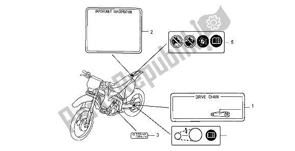 All parts for the Caution Label of the Honda CRF 250X 2004