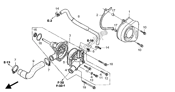 All parts for the Water Pump of the Honda CBF 600 SA 2004