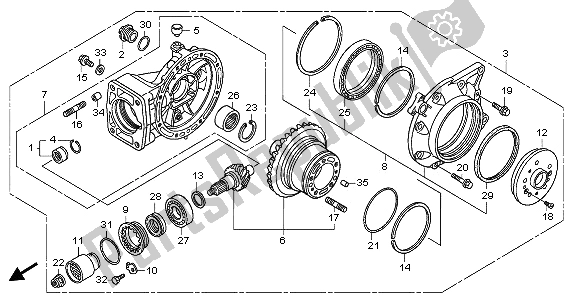 Tutte le parti per il Ingranaggio Finale Guidato del Honda GL 1800A 2003