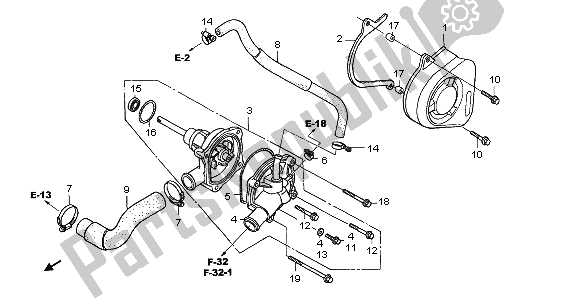 All parts for the Water Pump of the Honda CBF 600N 2006