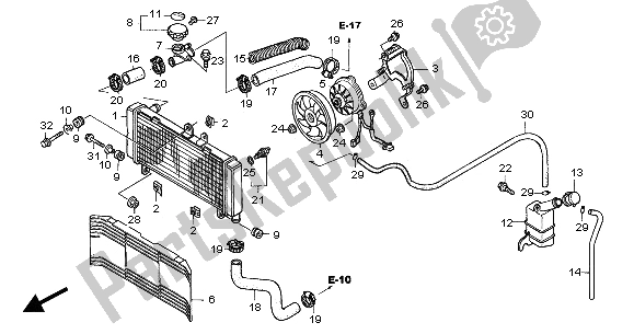 Alle onderdelen voor de Radiator van de Honda CBF 600 NA 2005