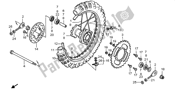 All parts for the Rear Wheel of the Honda CR 80 RB LW 1998
