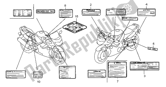 Alle onderdelen voor de Waarschuwingsetiket van de Honda CBR 600F 2000