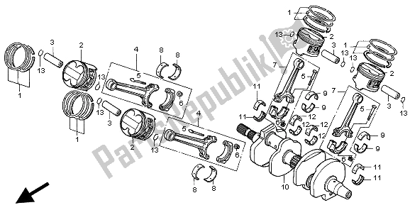 All parts for the Crankshaft & Piston of the Honda VFR 750F 1997