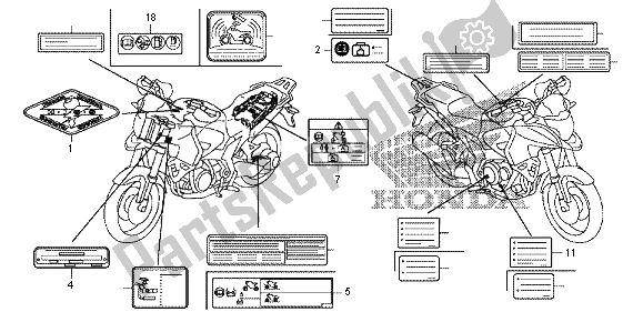Tutte le parti per il Etichetta Di Avvertenza del Honda VFR 1200X 2012
