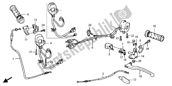 Alle onderdelen voor de Handvat Hendel & Schakelaar & Kabel van de Honda CBR 125 RT 2013