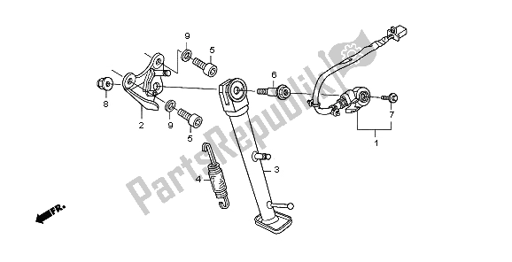 All parts for the Stand of the Honda CB 600F3 Hornet 2009