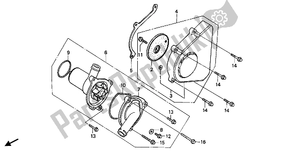 Tutte le parti per il Coperchio Posteriore Sinistro E Pompa Dell'acqua del Honda CBR 600F 1988