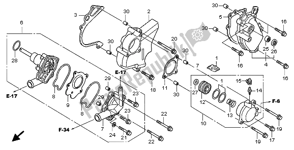 All parts for the Water Pump of the Honda CBF 1000A 2009