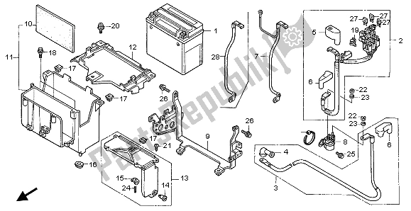 Todas las partes para Batería de Honda VTX 1800C 2002