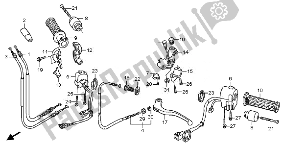 Alle onderdelen voor de Handvat Hendel & Schakelaar & Kabel van de Honda XL 125V 2011