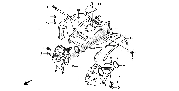 Todas las partes para Guardabarros Delantero de Honda TRX 420 FA Fourtrax Rancher AT 2011