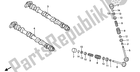 All parts for the Camshaft & Valve of the Honda CBR 900 RR 1993