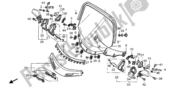 All parts for the Wind Screen of the Honda GL 1500A 1995