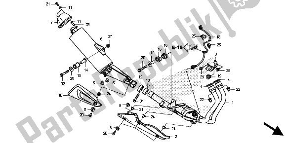 All parts for the Exhaust Muffler of the Honda CB 500F 2013