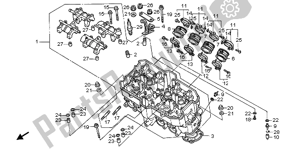 All parts for the Cylinder Head of the Honda CBR 1000F 1996