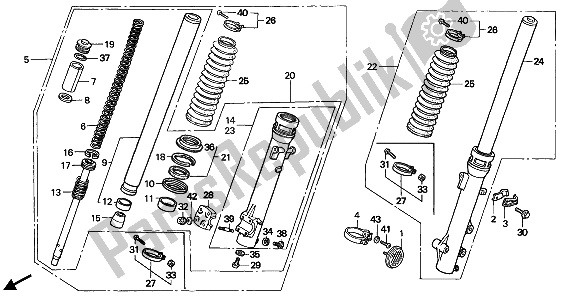 Tutte le parti per il Forcella Anteriore del Honda XL 600V Transalp 1990