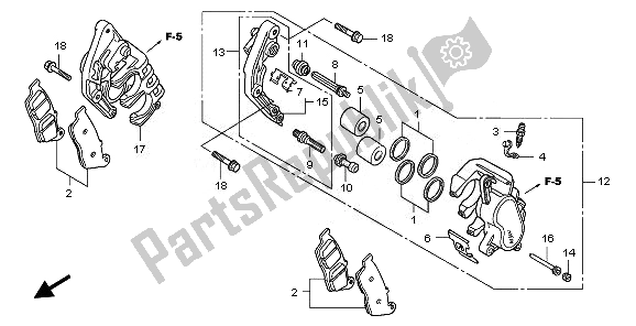 All parts for the Front Brake Caliper of the Honda CBF 600N 2010