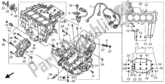 All parts for the Crankcase of the Honda CBF 1000 TA 2008