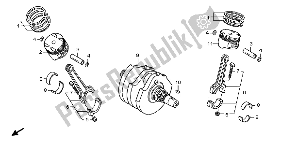 All parts for the Crankshaft & Piston of the Honda NT 700V 2009