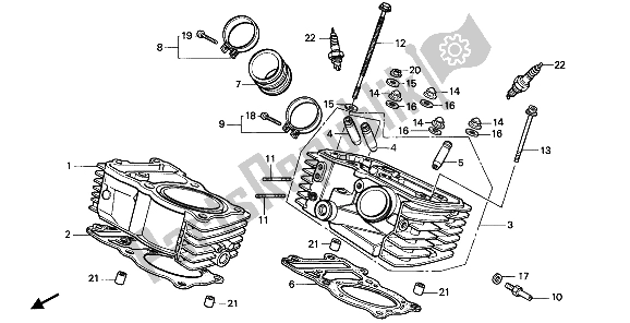 All parts for the Cylinder & Cylinder Head (rear) of the Honda XL 600 1988