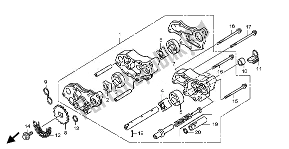 Tutte le parti per il Pompa Dell'olio del Honda TRX 500 FA Fourtrax Foreman Rubicon 2008