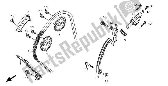 All parts for the Cam Chain & Tensioner of the Honda CBR 600 RA 2010