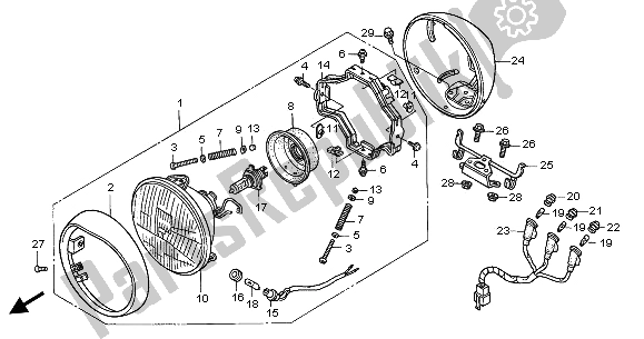 Tutte le parti per il Faro (eu) del Honda GL 1500C 2002