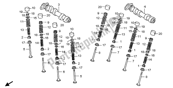 All parts for the Camshaft & Valve (rear) of the Honda VFR 800A 2006