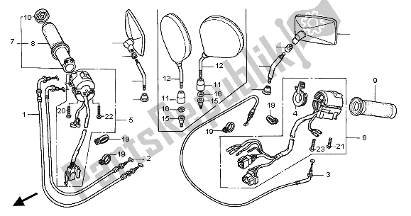 All parts for the Switch & Cable of the Honda GL 1500C 2001