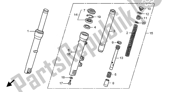 All parts for the Front Fork of the Honda SH 150R 2010