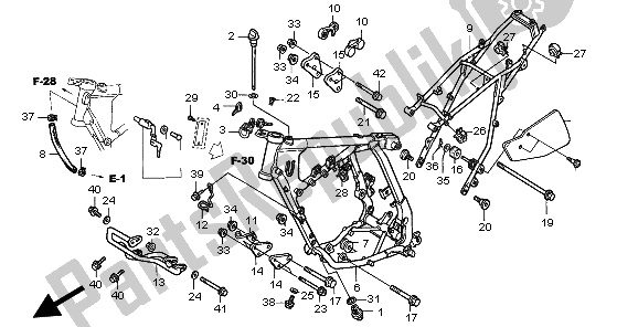 All parts for the Frame Body of the Honda XR 400R 1999