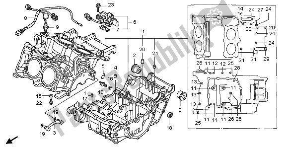 All parts for the Crankcase of the Honda VFR 800 2007