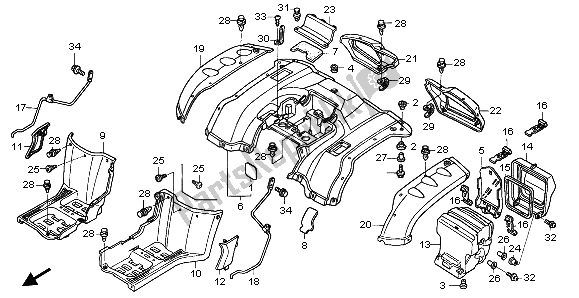 All parts for the Rear Fender Check of the Honda TRX 350 FE Fourtrax 4X4 ES 2004