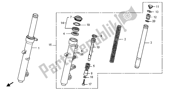 All parts for the Front Fork of the Honda FES 150A 2009