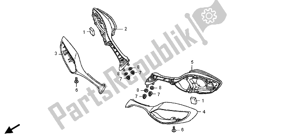 All parts for the Back Mirror of the Honda CBR 1000 RA 2013