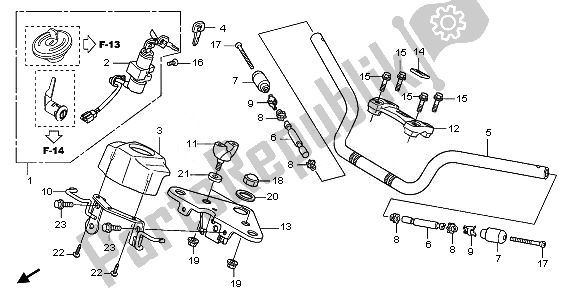 All parts for the Handle Pipe & Top Bridge of the Honda CBF 125M 2011